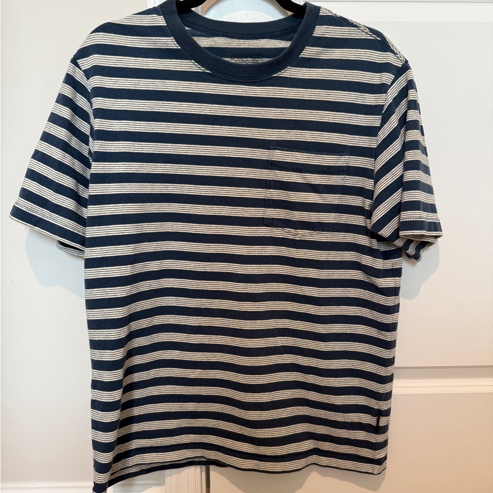 Patagonia Organic Navy and White Striped Tee